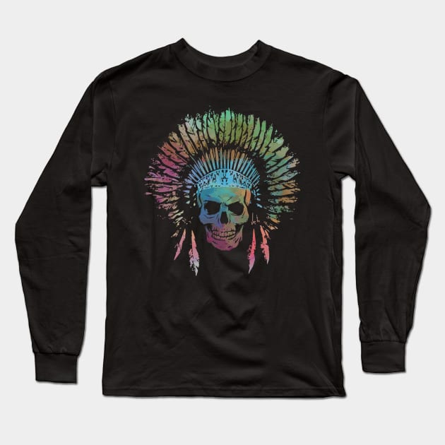 Chief Skull Watercolor Long Sleeve T-Shirt by EthosWear